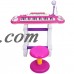 Gymax 37 Key Kids Electronic Keyboard Mini Piano Microphone And Stool Pink   